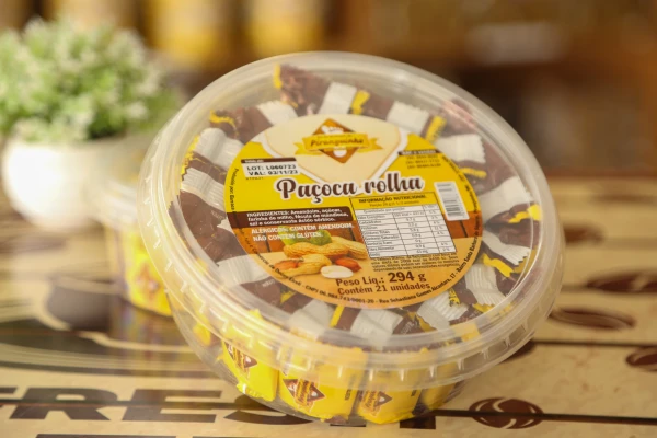 paçoca rolha 294g barraca amarela pé de moleque piranguinho